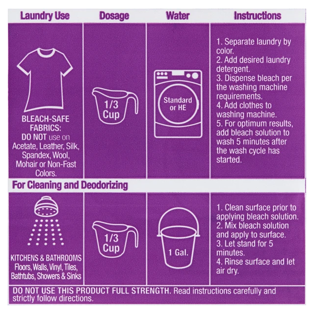 Alt view image 6 of 6 - Great Value Low Splash Bleach Lavender Scent 43Fl Oz