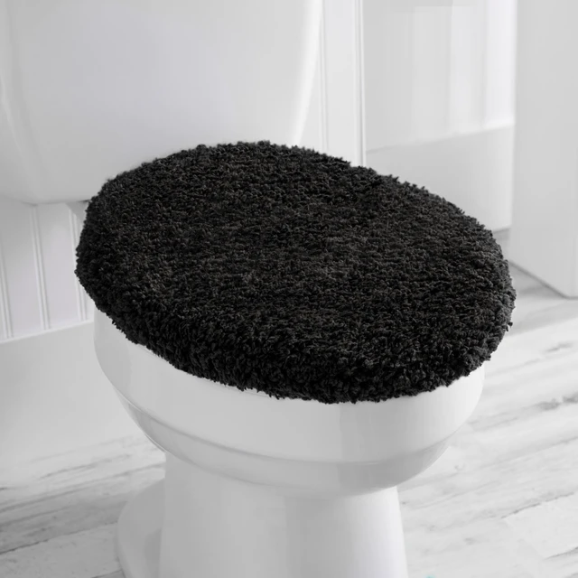 Alt view image 4 of 6 - Mainstays Basic Polyester Toilet Lid Cover, 19" x 22", Black