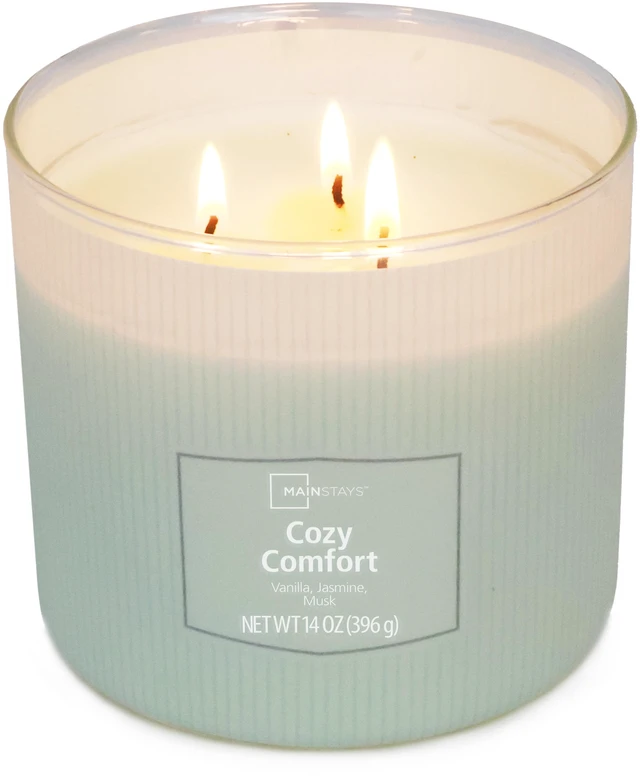 Main image of Mainstays Cozy Comfort 3-Wick Textured Wrapped Scented Candle, 14oz