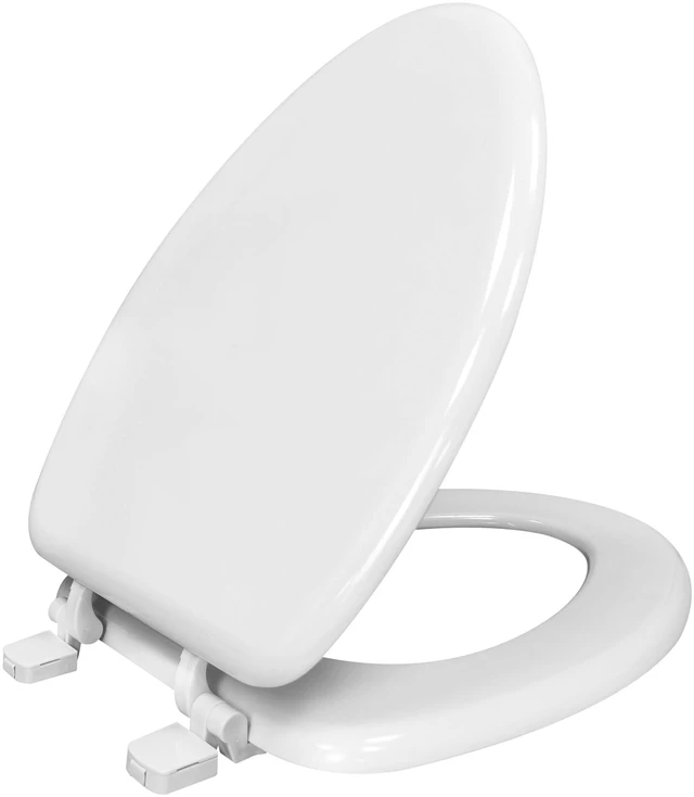 Main image of Mainstays White Elongated Toilet Seat with Rice Husk Compression-Molded Wood Material