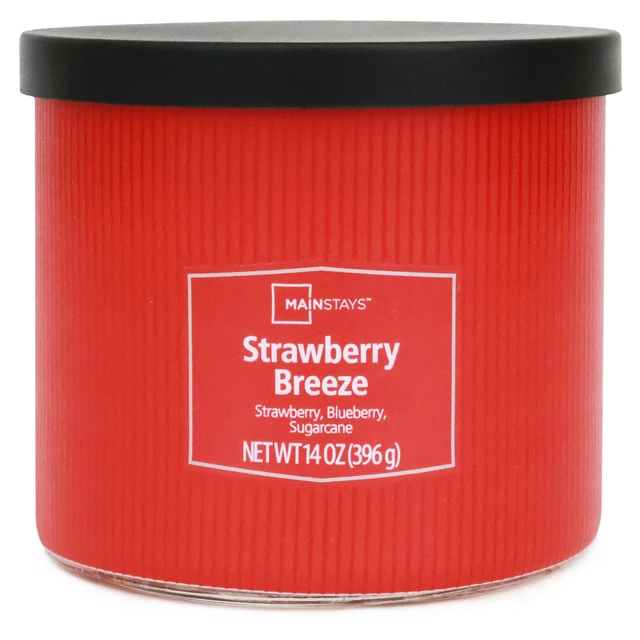 Alt view image 3 of 6 - Mainstays Textured Wrap Strawberry Breeze 3-Wick Candle, 14 oz