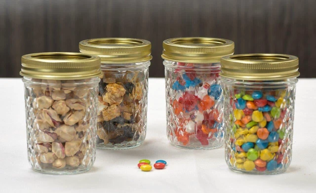 Alt view image 2 of 5 - Mainstays 8 oz Regular Mouth Quilted Half Pint Mason Jars with Lids and Rings, 12-Pack Small Glass Jars for Home Canning and Gifting