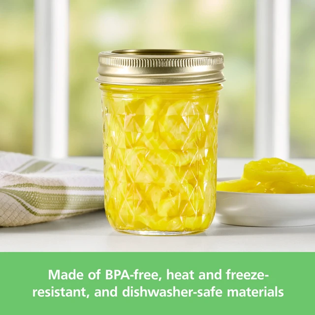 Alt view image 5 of 5 - Mainstays 8 oz Regular Mouth Quilted Half Pint Mason Jars with Lids and Rings, 12-Pack Small Glass Jars for Home Canning and Gifting