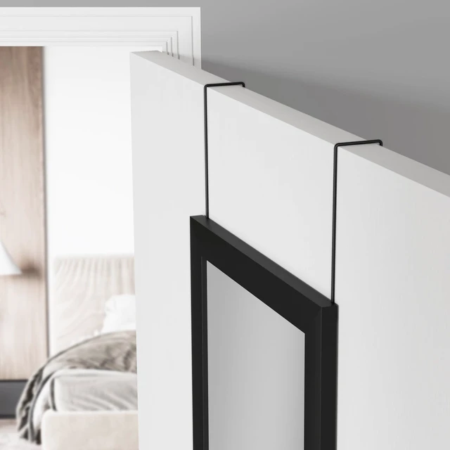 Alt view image 3 of 6 - Mainstays Over-the-Door Rectangular Mirror, Black, 14.25in x 50.45in