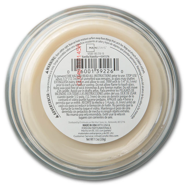 Alt view image 3 of 6 - Mainstays 3-Wick Scented Glass Jar Candle, Vanilla, 11.5oz (2 Pack)