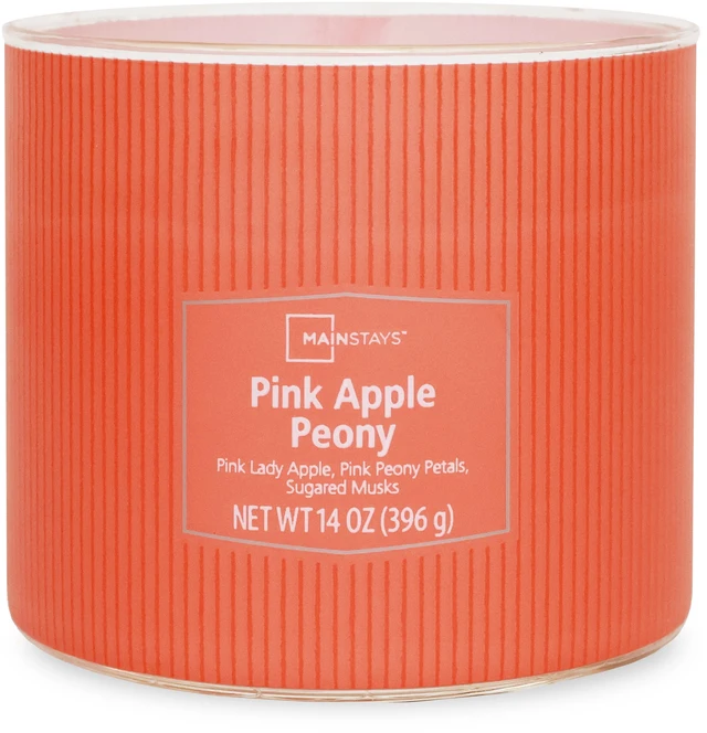 Alt view image 2 of 6 - Mainstays 3-Wick Apple Peony Fragrance Textured Wrapped Jar Candle, 14 oz