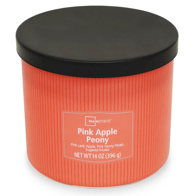 Alt view image 5 of 6 - Mainstays 3-Wick Apple Peony Fragrance Textured Wrapped Jar Candle, 14 oz