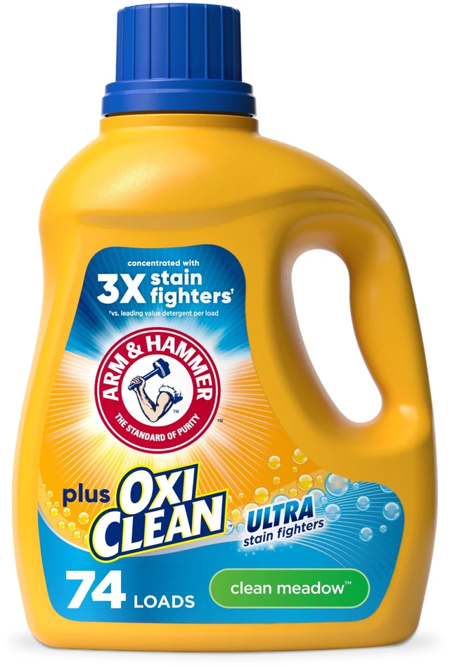 Main image of ARM & HAMMER Plus OxiClean Ultra Stain Fighters Liquid Detergent, Clean Meadow, 96.2 Fl Oz