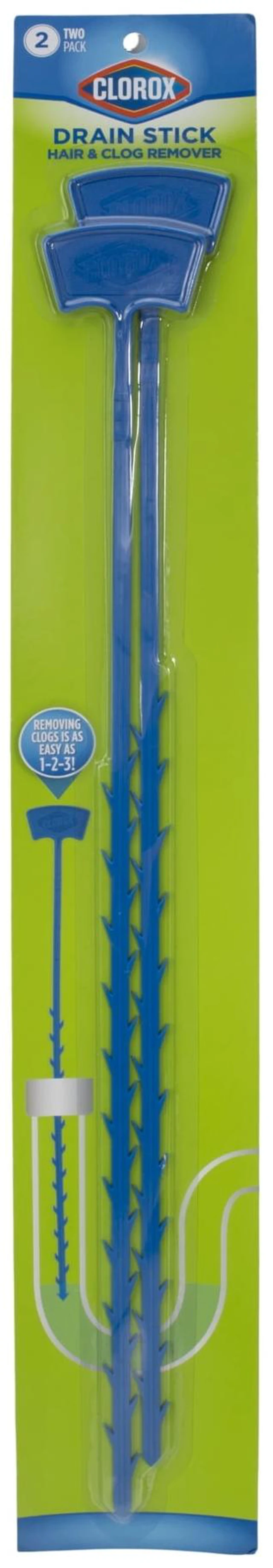 Main image of Clorox Drain Cleaner Sticks for Hair and Drain Clogs, 20-Inch, Blue, Pack of 2