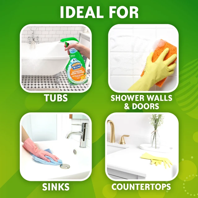 Alt view image 3 of 5 - Scrubbing Bubbles Disinfectant Bathroom Shower & Tub Cleaner Grime Fighter Spray, Citrus, 32 oz