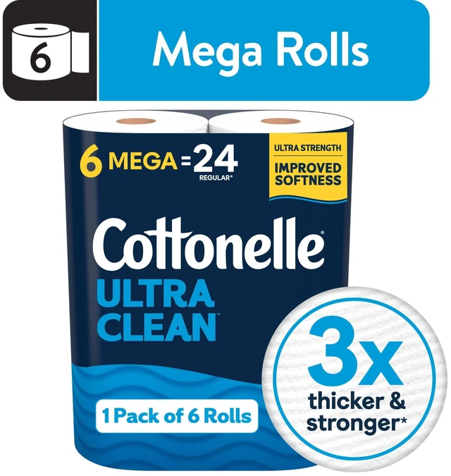 Main image of Cottonelle Ultra Clean Toilet Paper, 6 Mega Rolls