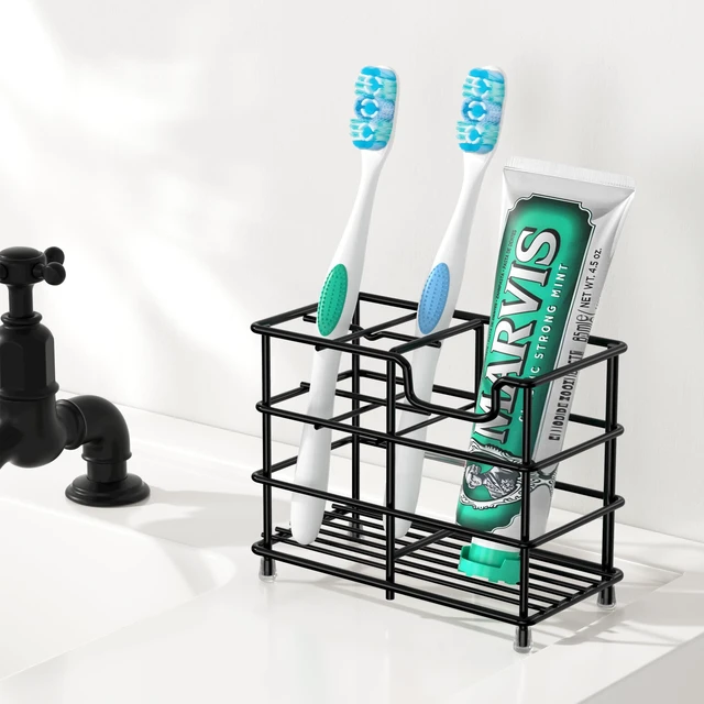 Alt view image 4 of 6 - HBlife Toothbrush Holders for Bathroom, 5 Slots Black Stainless Steel Bathroom Accessories Organizer for Small Spaces
