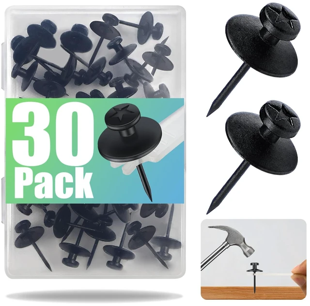 Main image of 30 Pack Double Headed Push Pins for Hanging Pictures & Tapestry, Mini Wall Hook Design for Small Wall Decor & String Lights Renter Friendly Thumb Tacks for Dorm, Apartment & Home Office, Black