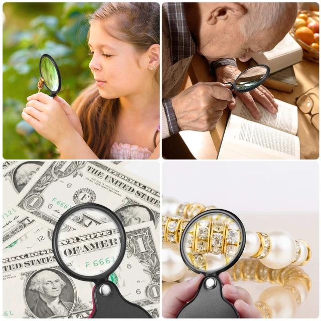 Alt view image 5 of 7 - 2PCS Small Magnifying Glasses for Kids/Senior, 10X Pocket Magnifier