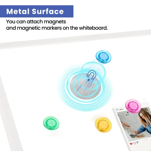 Alt view image 4 of 7 - Small Wall White Board, 11" x 14" Mini Double-Sided Magnetic Dry Erase Board with Plastic Frame, Hanging Whiteboard with 5 Markers for Kids, Students, School, Kitchen, Home & Office