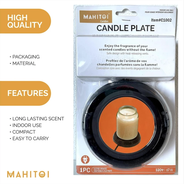 Alt view image 5 of 5 - Durable Heavy Portable Large Warmer Safe Plate for Candle Jar & Mug Warmer, Space Black Pack