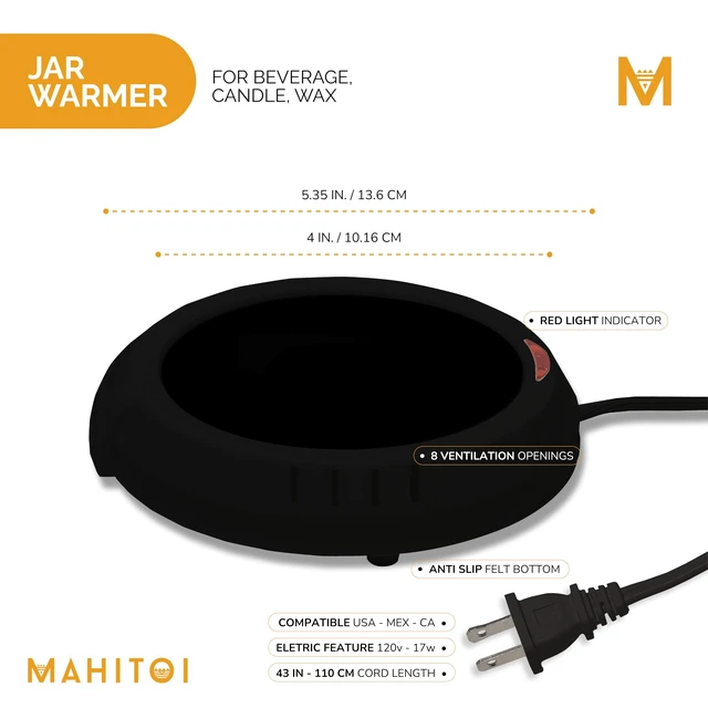Alt view image 3 of 5 - Durable Heavy Portable Large Warmer Safe Plate for Candle Jar & Mug Warmer, Space Black Pack