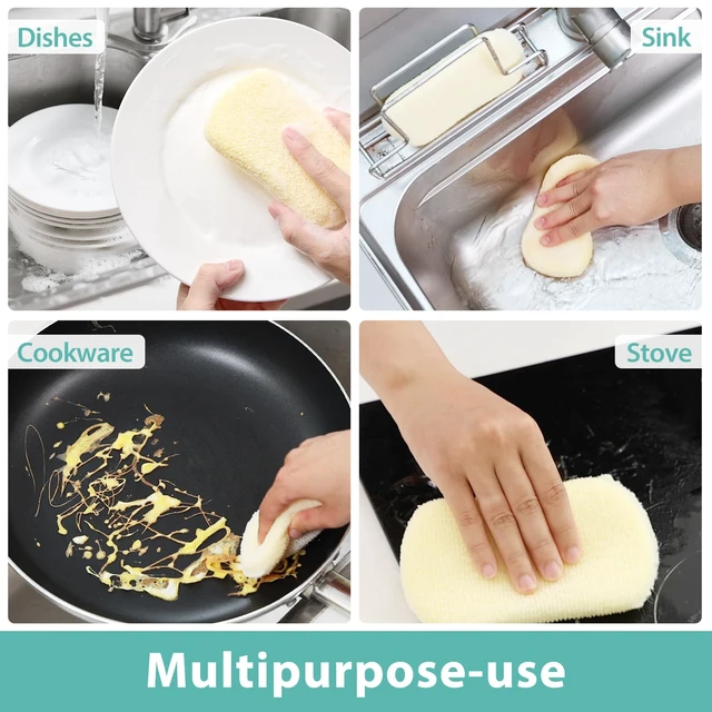 Alt view image 4 of 6 - Mr. Scrub Sponges Kitchen Scrub Dish Sponge Scouring Pad, 6 Pack Cleaning Brush Scrubber Supplies for Soap, Dishwashing Dinnerware Sets Pan Pot Glass Dishwasher Sink Bathroom Towels Cloth Rags Holder