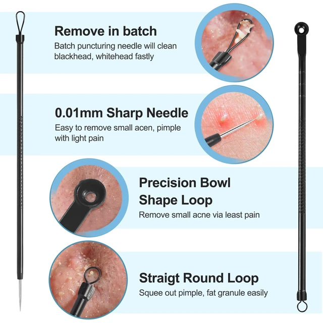 Alt view image 2 of 7 - Blackhead Remover Tools Pimple Popper Tool Kit, Comedones Extractor Acne Removal Kit for Blemish, Black Head Remover for face Risk Free Treatment for Whitehead Popping