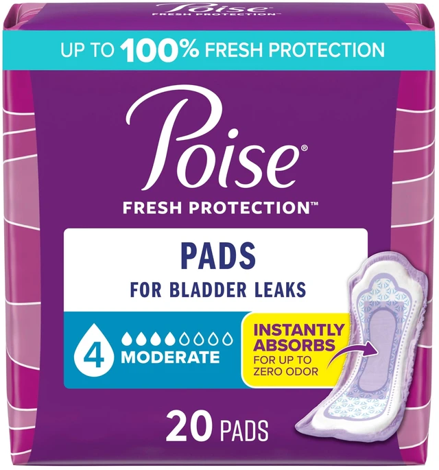 Main image of Poise Incontinence Pads for Women, 4 Drop, 20 ct