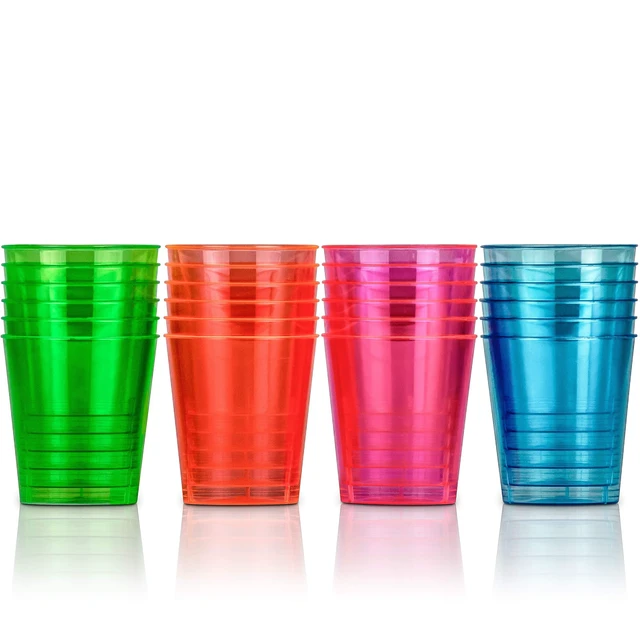 Alt view image 2 of 7 - DecorRack 2 oz Neon Shot Glasses, Plastic Party Cups (24 Pack)
