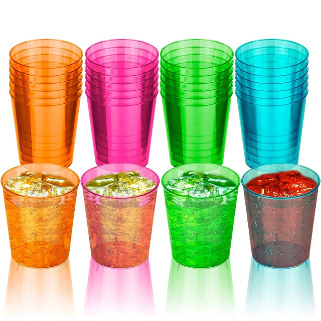 Alt view image 6 of 7 - DecorRack 2 oz Neon Shot Glasses, Plastic Party Cups (24 Pack)
