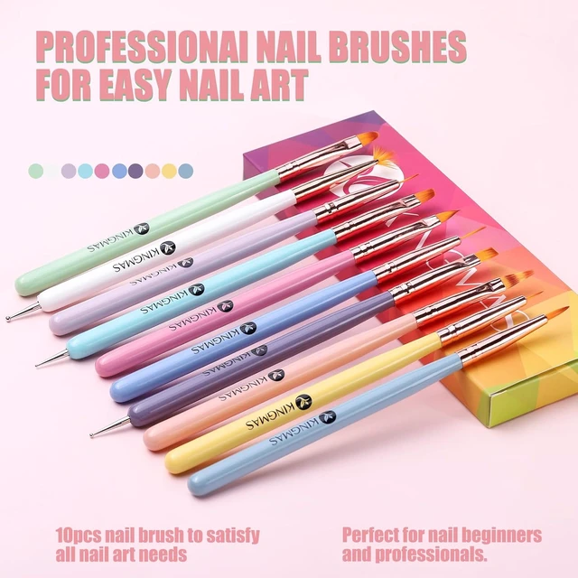 Alt view image 4 of 7 - KINGMAS Gel Polish Nail Art Brushes, 10 Pcs Fingernail Design Dotting Pens