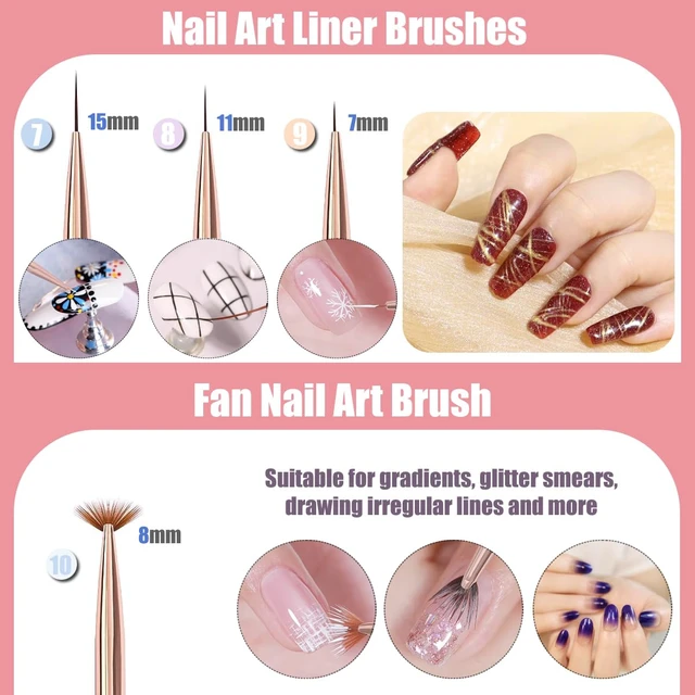 Alt view image 3 of 7 - KINGMAS Gel Polish Nail Art Brushes, 10 Pcs Fingernail Design Dotting Pens