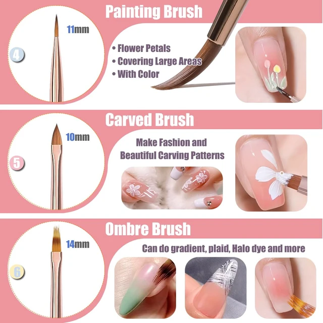 Alt view image 7 of 7 - KINGMAS Gel Polish Nail Art Brushes, 10 Pcs Fingernail Design Dotting Pens