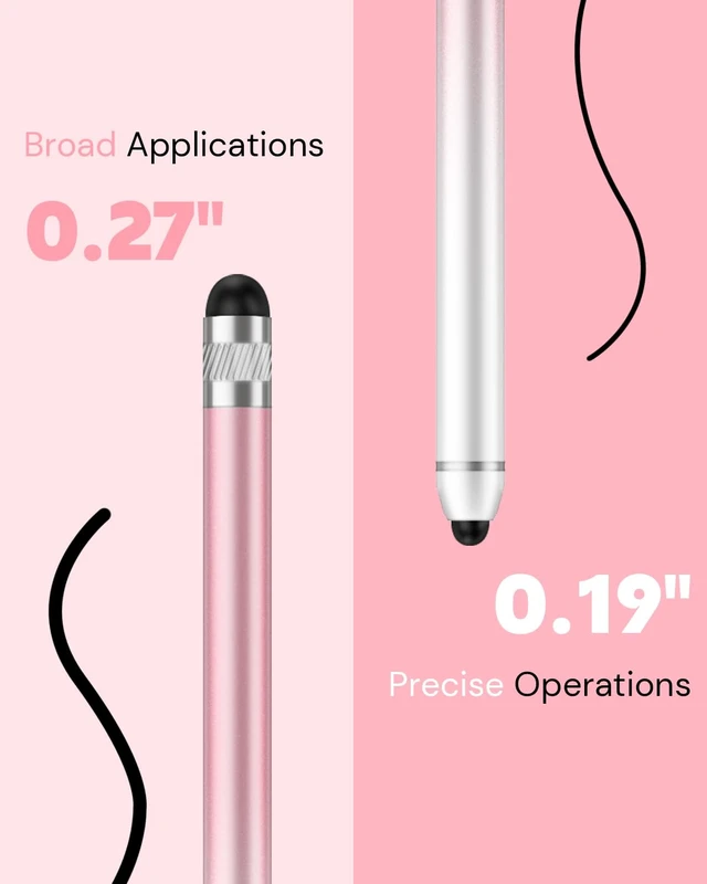 Alt view image 3 of 6 - Stylus Pen for Touchscreen, Dual-end High Sensitivity Capacitive Stylus Pen for iPhone/iPad/Android/Samsung/Computer/Tablets, AmberVec Universal Stylists Pens for Touch Screens, 2 Pack-Pink, Purple