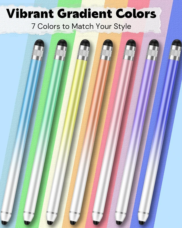 Alt view image 6 of 6 - Stylus Pen for Touchscreen, Dual-end High Sensitivity Capacitive Stylus Pen for iPhone/iPad/Android/Samsung/Computer/Tablets, AmberVec Universal Stylists Pens for Touch Screens, 2 Pack-Pink, Purple