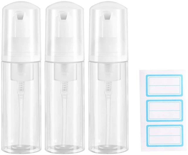 Main image of 3pcs 2oz Small Size Mousse Plastic Travel Foam Pump Bottle Dispenser