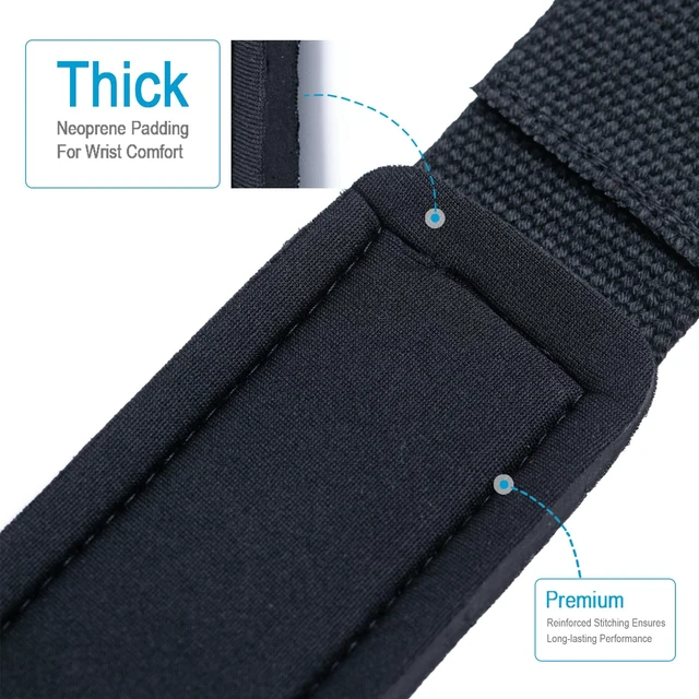 Alt view image 3 of 6 - Lifting Wrist Straps for Weightlifting, Deadlifts, Strength Training, Gym Workout, Soft Cotton Wrist Wraps with Neoprene-Padded Support, Premium Strap for Men & Women