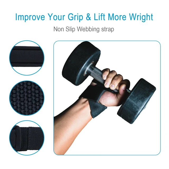 Alt view image 2 of 6 - Lifting Wrist Straps for Weightlifting, Deadlifts, Strength Training, Gym Workout, Soft Cotton Wrist Wraps with Neoprene-Padded Support, Premium Strap for Men & Women