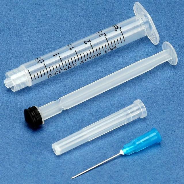 Alt view image 5 of 7 - 24 Pack 3ml Syringes with Needle 23G 1 and Cap, Sterile Luer Lock Syringe Individually Packaged for Labs, Liquid Measuring, Pets,Oil, Glue