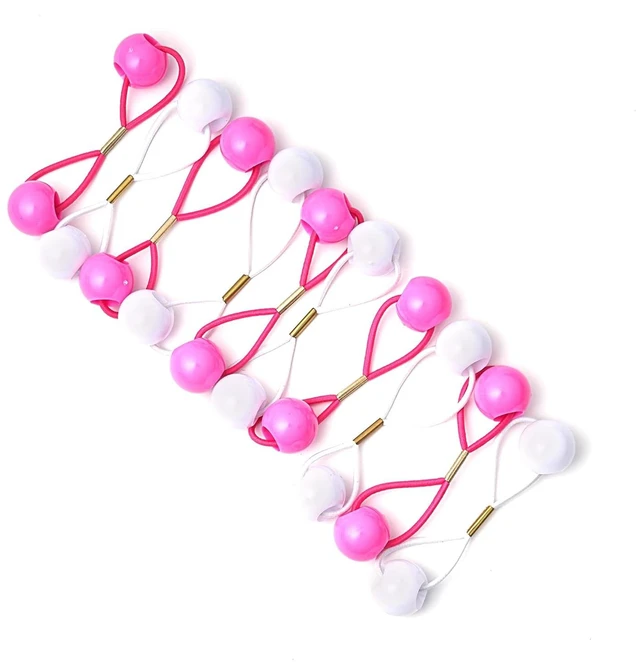 Main image of RED by Kiss 10 Pieces 16mm Ball Hair Ties, Bubble Ponytail Holders for Kids Girls Children Women Baby Toddlers, Twin Bead Colorful Elastic Hair Accessories, Cute Hair Bands with Balls (Pink Assorted)