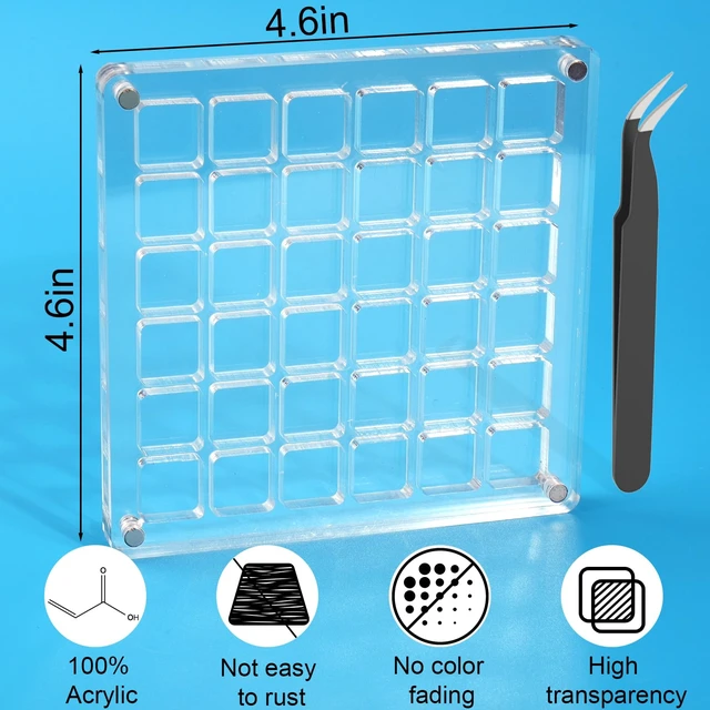Alt view image 3 of 7 - Vodolo Acrylic Magnetic Seashell Display Box,Clear Sea Shell Holder Display Box,Beach Shelling Collecting Tools,Magnet Storage Organizer Tiny Case for Seashell Diamond Beads (1 Pack-36 Grids)