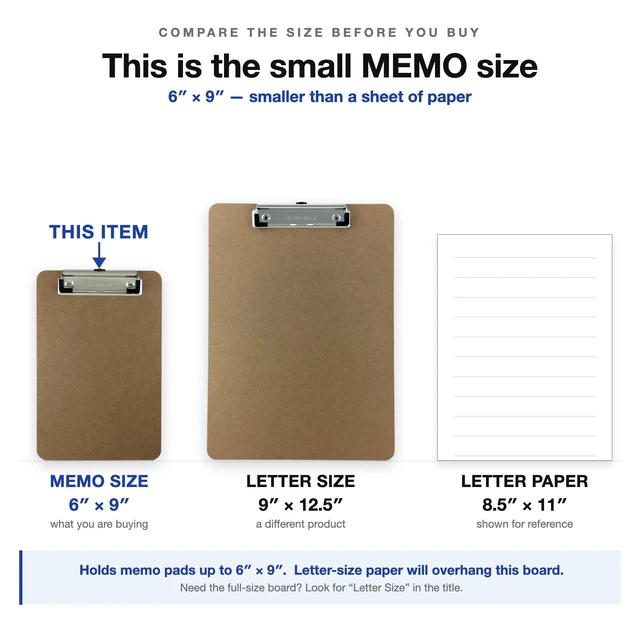 Alt view image 3 of 5 - Trade Quest Small 6'' x 9'' Clipboard Low Profile Clip Hardboard (1-Pack)