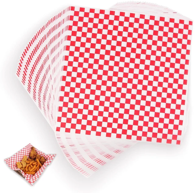 Main image of 100PCS Sandwich Wrapping Paper, Grease Resistant Wax Paper Sheets for Food, Extra Strong Food Basket Liners, Classic Red & White Checkered Deli Sheets 12x12" for BBQ, Picnic, Festival - Vacnkoy
