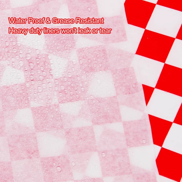 Alt view image 5 of 7 - 100PCS Sandwich Wrapping Paper, Grease Resistant Wax Paper Sheets for Food, Extra Strong Food Basket Liners, Classic Red & White Checkered Deli Sheets 12x12" for BBQ, Picnic, Festival - Vacnkoy