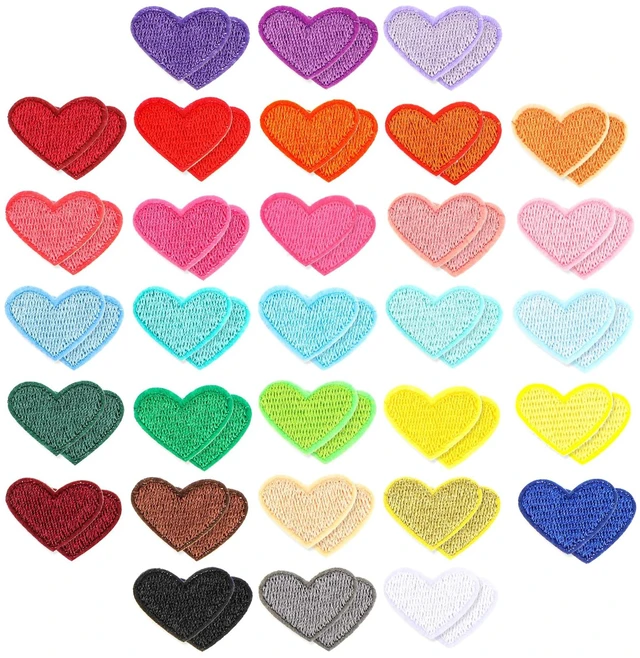 Main image of Oruola 62pcs Heart Iron Patches for Clothing,Cute Mini Heart Iron On Patch,Iron-on Patch for Clothes,Embroidered Sew Hearts Patches for Clothes for Hats Cloth Jackets Backpacks Jeans,Multicolor