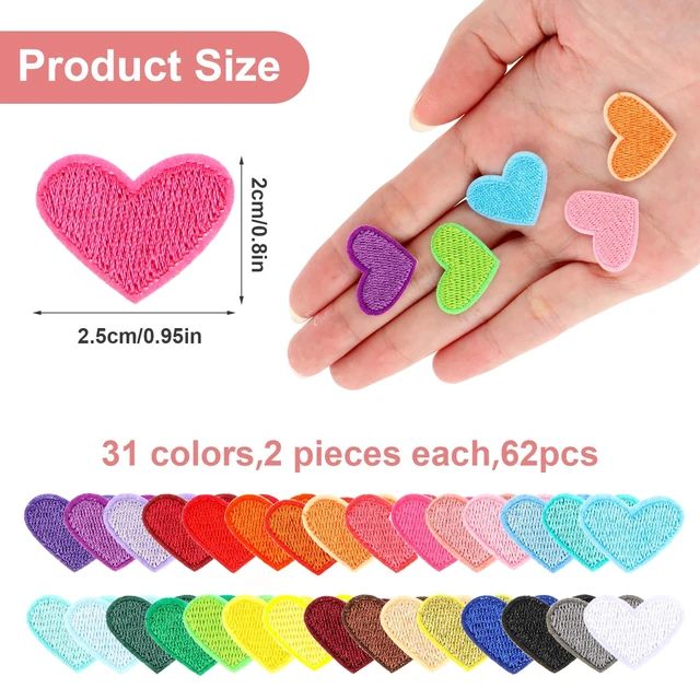 Alt view image 5 of 7 - Oruola 62pcs Heart Iron Patches for Clothing,Cute Mini Heart Iron On Patch,Iron-on Patch for Clothes,Embroidered Sew Hearts Patches for Clothes for Hats Cloth Jackets Backpacks Jeans,Multicolor
