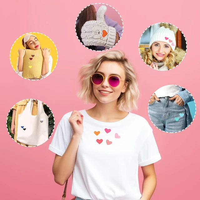 Alt view image 7 of 7 - Oruola 62pcs Heart Iron Patches for Clothing,Cute Mini Heart Iron On Patch,Iron-on Patch for Clothes,Embroidered Sew Hearts Patches for Clothes for Hats Cloth Jackets Backpacks Jeans,Multicolor