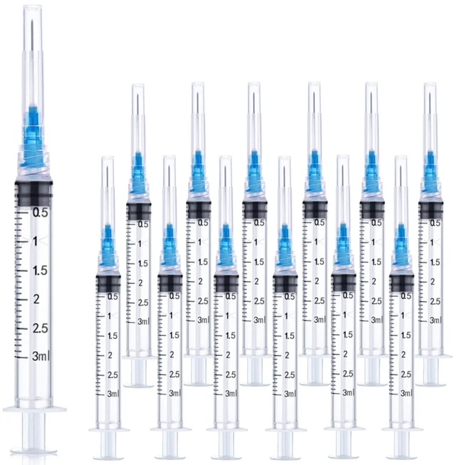 Main image of 25 Pack 3ml 23Ga Lab Syringe Tools with Measurement, Individually Packed