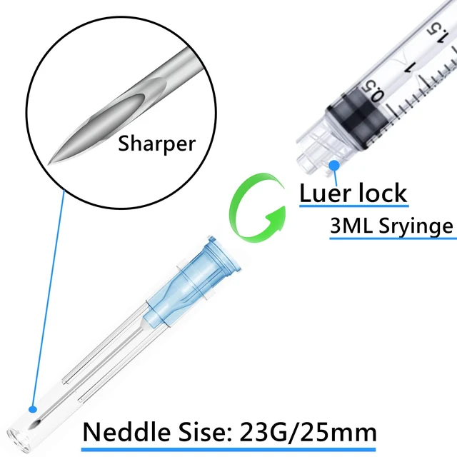 Alt view image 2 of 5 - 25 Pack 3ml 23Ga Lab Syringe Tools with Measurement, Individually Packed