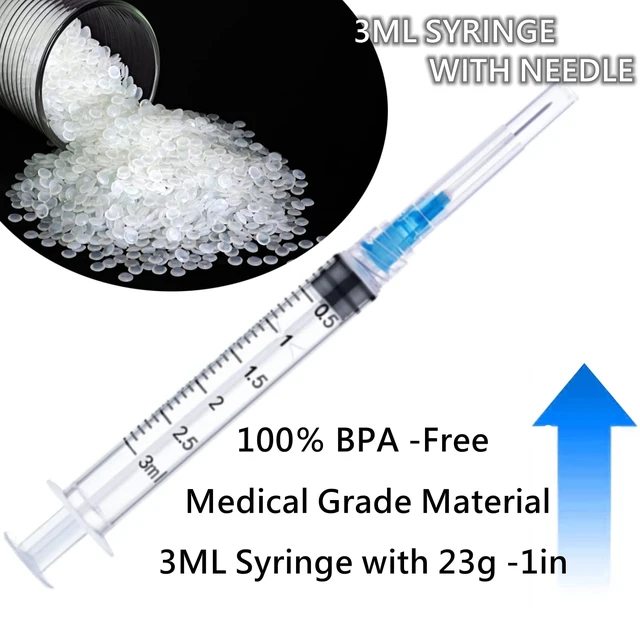 Alt view image 5 of 5 - 25 Pack 3ml 23Ga Lab Syringe Tools with Measurement, Individually Packed