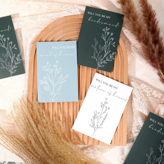 Alt view image 5 of 6 - Spakon 16 Pcs Bridesmaid Proposal Cards with Envelopes, Leaves, Flowers