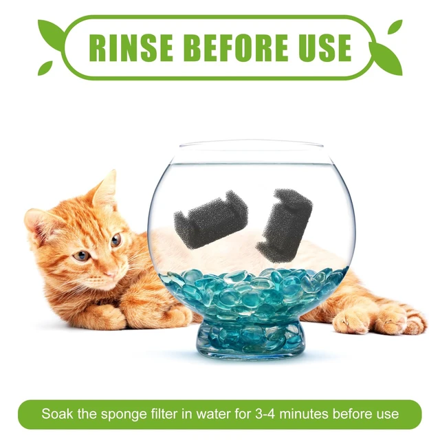 Alt view image 4 of 7 - 8pcs Cat Water Fountain Sponge Filters, U Shape Replacement Sponge Filters for Cat Fountain 84oz/2.5L Stainless Steel Top Cat Water Dispenser 67oz/2.0L Pet Drinking Fountain