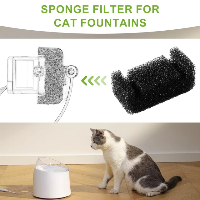 Alt view image 7 of 7 - 8pcs Cat Water Fountain Sponge Filters, U Shape Replacement Sponge Filters for Cat Fountain 84oz/2.5L Stainless Steel Top Cat Water Dispenser 67oz/2.0L Pet Drinking Fountain