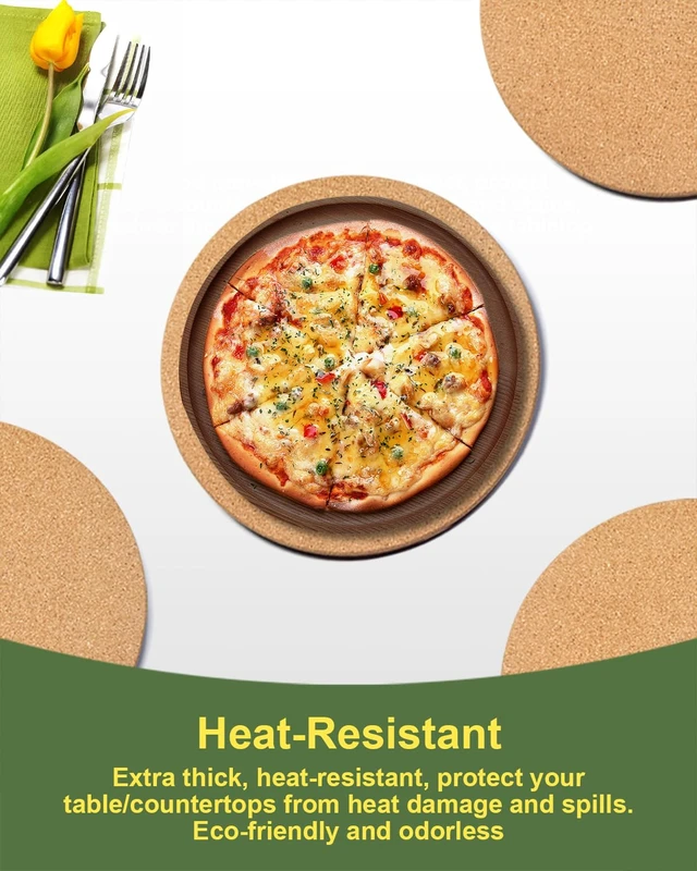 Alt view image 4 of 6 - 4 PCS Heat Resistant Cork Trivets for Hot Dishes, Hot Pots and Pans